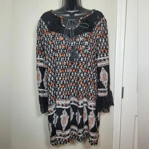 Velzera Lacy Mini Floral Tunic Dress sz M